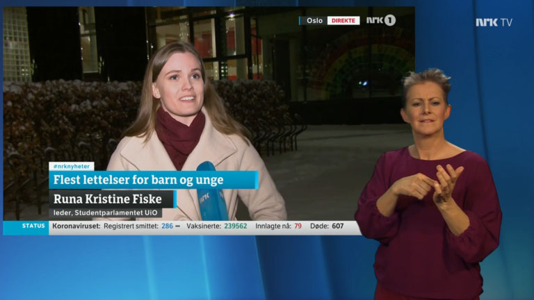 Dagsrevyen (Fri) News TV Show in Norwegian Sign Language